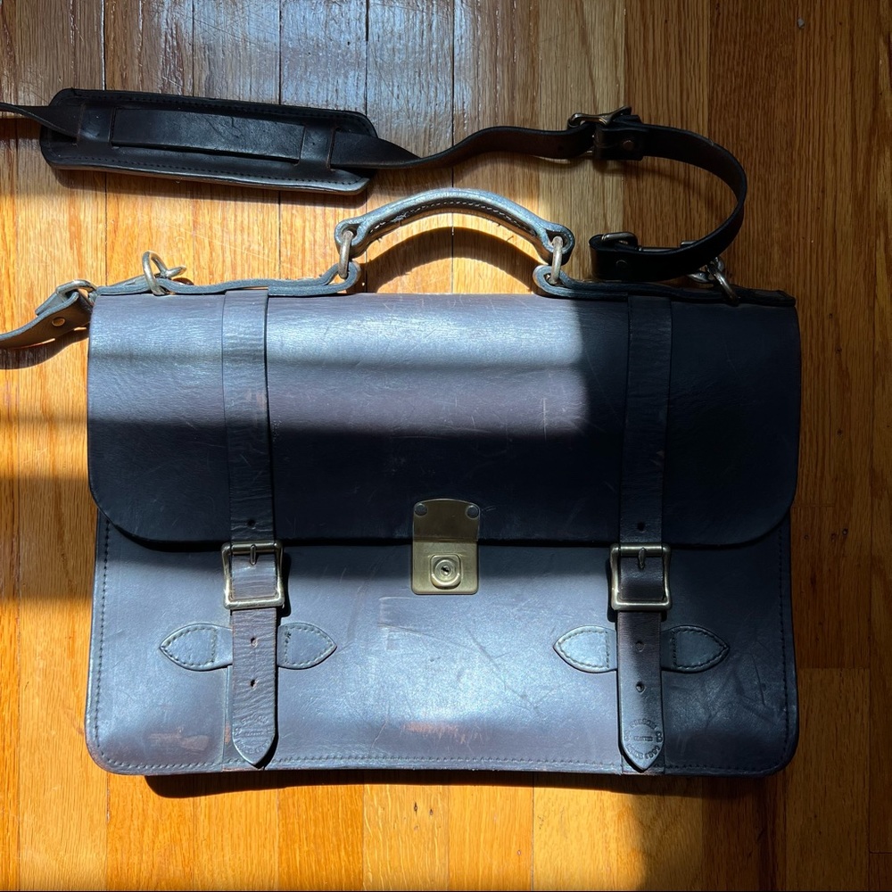 Filson Bridle Leather Briefcase - Field Satchel Made In USA Veg Tan Leather - Picture 1 of 14